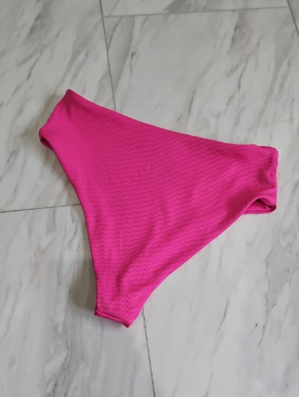 Hot Pink Ribbed Bikini Bottom - Picture 2 of 2